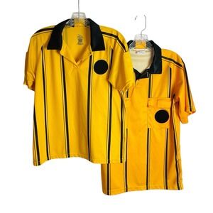 Score Protime Soccer Referee Jerseys (2) Size S Yellow Black Stripe Short Sleeve